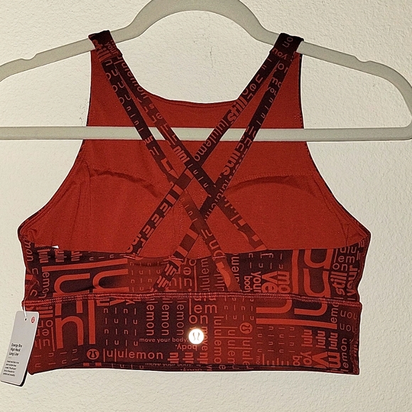 Lululemon Energy Bra, High Neck, Long Line,Sz. 8, Ombre Red Multi print, NWT - Picture 4 of 13